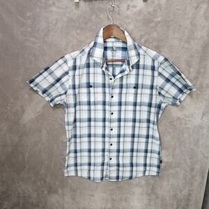 Kuhl Men's Medium Tapered Fit Plaid Short Sleeve Button-Up Hiking Shirt